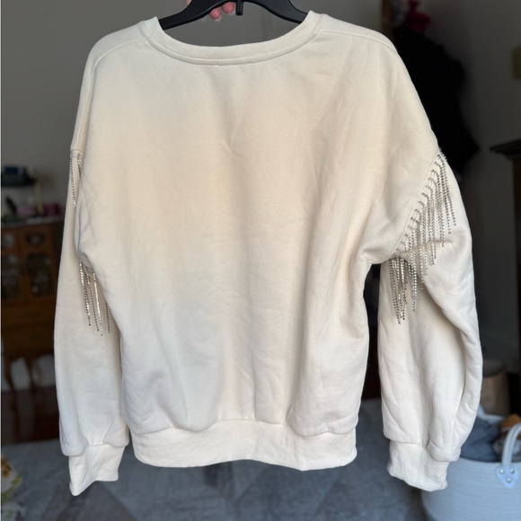 NWT Skies Are Blue Rhinestone Sleeve Cotton Blend Swearshirt / Medium - Picture 5 of 9